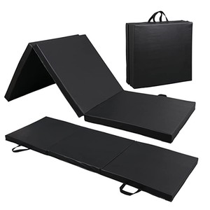 Grand Tapis De Gymnastique Pliable GEPCO - 180x80x5cm - Magenta/Noir - Yoga, Fitness