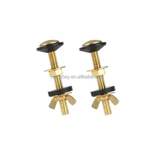 Heavy Duty Toilet Seat Hinge Brass M6 Bolts with Nuts and Washers Replacement Parts for Top Mount Toilet Seat Hinges