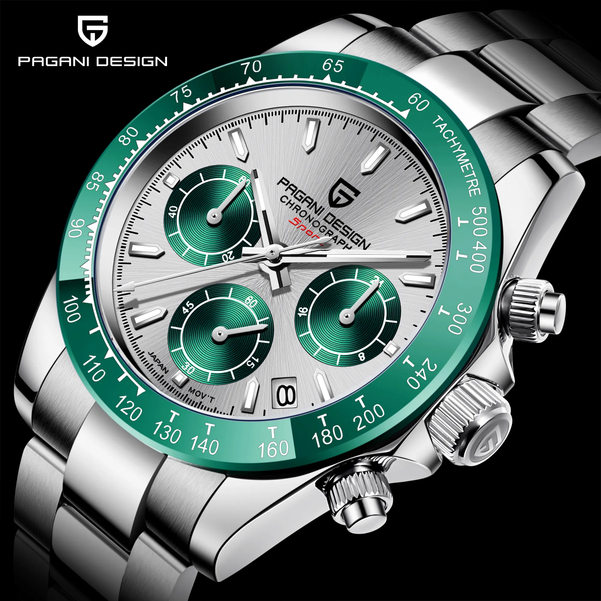 PAGANI DESIGN 1644 Men Quartz Wristwatches Chronograph 10ATM Waterproof Stainless Steel Luxury Watch
