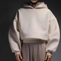 Hoodies amples et épais en coton, coupe courte, couleur unie, à épaules tombantes, unisexe, personnalisables