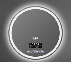 <span class=keywords><strong>Espejo</strong></span> de belleza inteligente de lujo con luces <span class=keywords><strong>LED</strong></span>, sensor de cuerpo de marco de vidrio para decoración de pared de baño, <span class=keywords><strong>espejo</strong></span> redondo moderno - Product Image 4