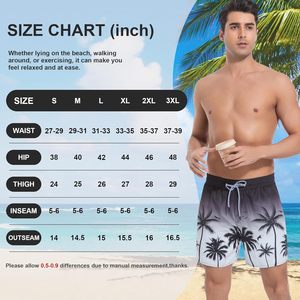 Traje de Baño para Hombre con Forro de Compresión, Estampado Degradado de Palmeras Negras, Secado Rápido, Shorts de Playa con Entrepierna de 5.5 Pulgadas - Product Image 6