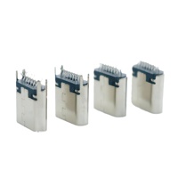 Konektor USB Tipe C 14/16 Pin Female 5A 5V 30m Resistansi Kontak Pemasangan DIP Vertikal Panjang 8.6mm