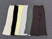 Ensemble de sport pour femme avec crop top sexy à col en V profond et manches longues, pantalon décontracté à jambe large et droite, ensembles de yoga et fitness pour femme, logo personnalisé