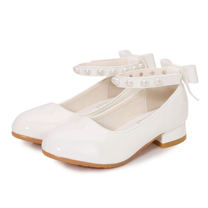 Splendide <span class=keywords><strong>scarpe</strong></span> da principessa con perle bianche per bambina, <span class=keywords><strong>scarpe</strong></span> con tacco alto, antiscivolo, suola morbida, per feste, matrimoni, spettacoli teatrali. - Product Image 5