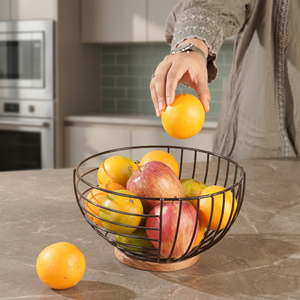 Panier à fruits rond en métal pour la cuisine, 40x40x25cm, design minimaliste durable, conteneur alimentaire à un seul niveau - Product Image 3