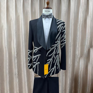 手工奢华水钻定制燕尾服男士西装男士婚礼新郎正式舞会晚会<span class=keywords><strong>2</strong></span>件套夹克裤 - Product Image 1