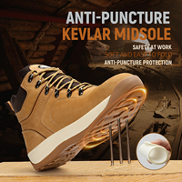 Bottes de randonnée de sécurité pour hommes en nubuck pleine fleur brun clair de haute qualité - SBP SRA, embout en fibre de verre, anti-perforation
