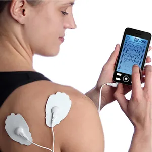 Dispositivo elettrico ems di decine di agopuntura digitale della macchina di massaggio del corpo con terapia terapeutico dello stimolatore del muscolo del cuscinetto dell'elettrodo