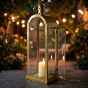 Farol Rectangular de Latón con Puerta Abierta para Decoración del Hogar y Hoteles - Product Image 2