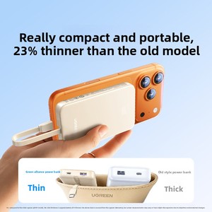 UGREEN Power Bank Magnetico Wireless da 10000mAh, Caricatore Rapido PD 30W con Cavo USB-C Integrato, <span class=keywords><strong>Caricabatterie</strong></span> Portatile Sottile per <span class=keywords><strong>iPhone</strong></span> - Product Image 3