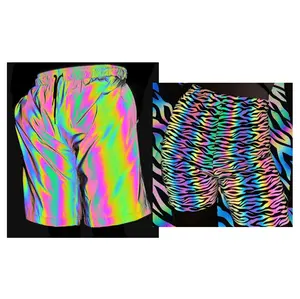 color changing elastic rainbow reflective new printed polyester print clothing fabric material for fashion sportswear jacket
