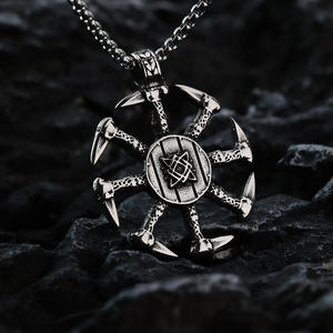 Men's Stainless Steel <b>Cross</b> Pendant Necklace Vintage Viking Slavic Style Geometric Asymmetry Design Gift Jewelry - Product Image 3