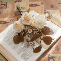 Bouquet de mariage en roses artificielles nouées à la main par le fabricant, décoration murale réaliste pour Noël et la Saint-Valentin