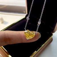 Collar de plata de ley 925 chapado en oro para mujer, joyería, corazón, diamante, envío directo