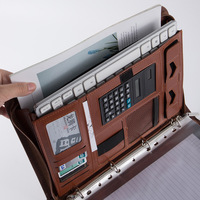 Carpeta de PU multifuncional A4, bolsa con cremallera, soporte para teléfono móvil personalizable, carpeta de venta de datos portátil para gerentes de negocios para