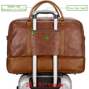 Fábrica BSCI, venta al por mayor de bolsas de viaje de poliéster OEM, bolsas de lona para viaje, bolsas de fin de semana de cuero con compartimento para zapatos - Product Image 5