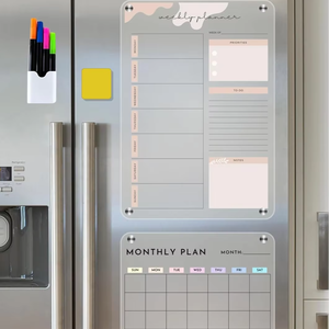 Juego de 2 Calendarios Magnéticos Acrílicos de Alta Transparencia, 3 mm de Grosor, Pizarra de Escritura para Nevera y Pared, Regreso a Clases - Product Image 1