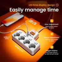 Multiprise 10 en 1, 4 prises AC, ports USB, protection contre les surcharges, prise EU 180 °   Support mural rotatif flexible pour cordon