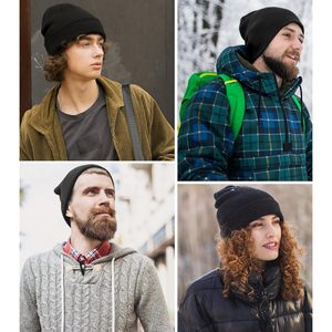 Gorro de algodón para mujer y hombre, gorro de esquí, gorro de invierno de punto doblemente cálido, gorro de pescador holgado con puño, gorro tipo calavera, talla adulto - Product Image 1