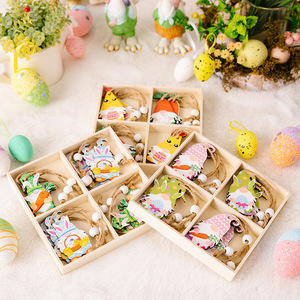 Easter Wooden Ornament Box Pendant Dwarf Turnip Hanging Decorative Craft Indoor Easter Decoration - Product Image 2