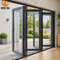 Porte pliante en aluminium à rupture de pont thermique, double vitrage, moderne, pour extérieur, patio, villa, balcon