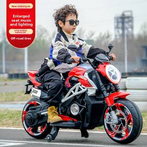बच्चों की प्लास्टिक इलेक्ट्रिक मोटरसाइकिल साइकिल चालक 2-13 रिचार्जेबल बैटरी एंटी-टिप बड़े सवारी-ऑन खिलौना चीन - Product Image 3