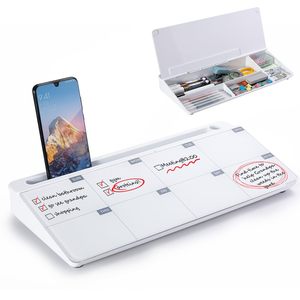 Anti-Stain Desktop Glass Dry Erase <strong>Board</strong> with Custom Planner Small Weekly Glass Desktop Whiteboards With Storage - Product Image 1