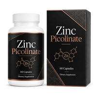 Capsules de supplément de picolinate de zinc avec gluconate de cuivre, sélénium, méthionine et vitamine B6