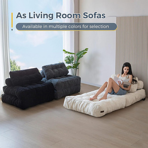 Minimalist <b>Folding</b> Beanbag <b>Sofa</b> Convertible Single <b>Sofa</b> <b>Bed</b> With Backrest Cushion Square Foam Filling Multifunctional Living - Product Image 1