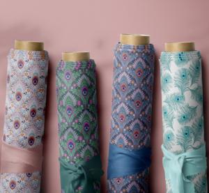 Kain Baru Ramah Lingkungan untuk Gaun Wanita, Motif Bulu Warna-warni, Katun Poplin Liberty, Cetak Digital Custom, Organik, Sisir, Polos - Product Image 1
