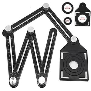 Outil de gabarit en alliage d'aluminium, guide de perçage, poinçon pour carrelage en céramique, localisateur de trous, règle de mesure d'angle à 6 plis - Product Image 5