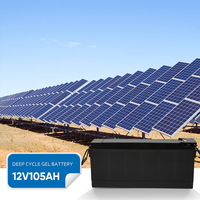 Batterie solaire au gel au plomb-acide DBF105-12 12V 105Ah, haute performance, démarrage, télécommunication, onduleur, stockage