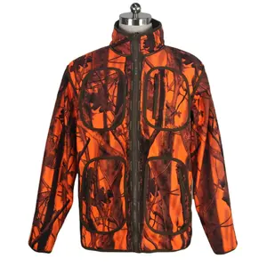 Hot Sale Polar Fleece Jacket for Men Orange Safari Style Warm Clothes Lining Hunt Clothing Jackets