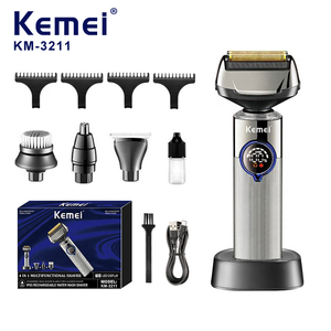 Kemei KM-3211 Set de Aseo Masculino 4 en 1, Afeitadora Recargable de 800 mAh, Impermeable IPX5, Mini Cortadora de Pelo de 3 Velocidades, Recortadora de Vello Nasal - Product Image 1