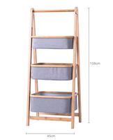 Panier à linge en bambou de qualité supérieure à 3 niveaux, organisateur de rangement pliable en tissu pour chambre, salle de bain et balcon