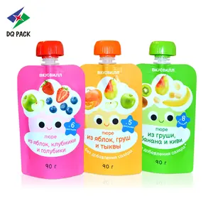 定制印刷Doypack果汁饮料有机果泥挤压笔芯包装袋婴儿食品喷口袋