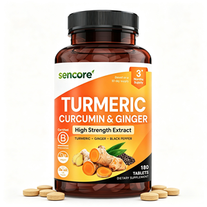 <strong>Turmeric</strong> <strong>Curcumin</strong> <strong>Tablets</strong> with Ginger &amp; Black Pepper 180ct Supply Vegan Herbal Supplement for Adults - Product Image 1