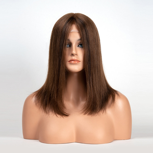 Factory Wholesale PU Around Full Hand <b>Tied</b> Medical Wig Human Hair Hair Replacement Wig for Alopecia Hair Loss - Product Image 4