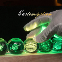 Lampe de nuit en cristal transparent avec base en bois, gravée au laser avec logo personnalisé, alimentée par USB, pour la maison, les fêtes et les cadeaux de vacances