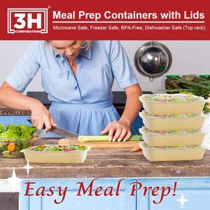 Contenants de préparation de repas réutilisables [Lot de 150, 58 oz] Contenants alimentaires à emporter avec couvercles - Sans BPA, compatibles micro-ondes/lave-vaisselle/congélateur - Product Image 5