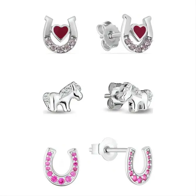 Wunderschöne 925 silberne Pferdeschnur-Schmuck Reitsport-Schmuck niedliche Pferdestollen-Ohrringe Designs für Mädchen