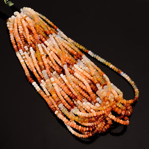 Cuentas de ópalo de fuego de grado premium con cuentas de ópalo de fuego de estilo liso de 16 pulgadas de longitud en forma de Rondelle a la venta - Product Image 1