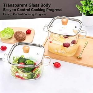 Hochwertiger Borosilikatglas-Kochtopf 16cm Quadratisch Hitzebeständige Suppenpfanne mit Doppelgriffen und Glasdeckel für Gas- und Induktionsherde - Product Image 3