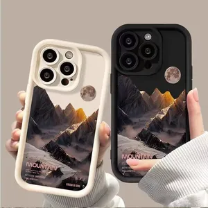 <span class=keywords><strong>Coque</strong></span> de téléphone antichoc de luxe au design peinture à l'huile Montagne enneigée pour <span class=keywords><strong>iPhone</strong></span> 16 15 17 Pro Max, couleur bonbon, étui arrière - Product Image 1