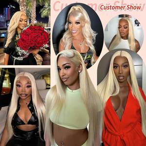 Perruque Lace Front Amygirl 24-32 pouces 613 13x4, densité 210%, lisse, blonde, pour femmes noires, pré-plumée, avec baby hair, longue, blonde naturelle - Product Image 5