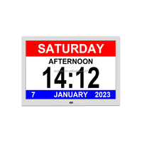 Jam dinding Digital besar, kalender Digital 25 alarm pengingat obat 15 "Remote kontrol jam rabun jauh