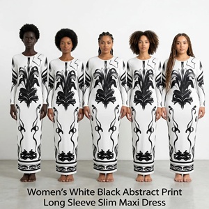 Nuova Abaya Stampata per Donne Mediorientali, Elegante Vestito Musulmano Ampio e Comodo - Product Image 1