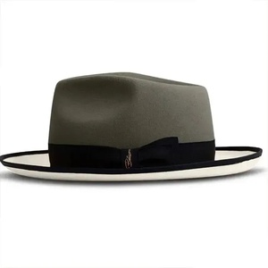 Wool Felt Fedora <b>Hat</b> Two Tone Bow <b>Band</b> Unisex Adult Classic Travel Formal Casual <b>Hat</b> - Product Image 1