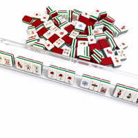 Jeu de tuiles de mahjong américain de luxe moderne, 1,25 pouce, rouge Noël, tuiles à 4 couches, 160 pièces, motif flocon de neige, divertissement